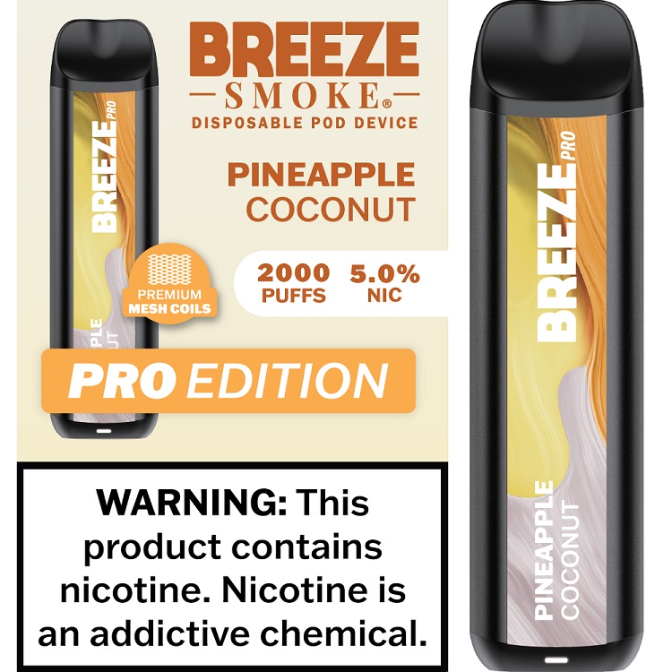 BREEZE PRO 2000 - PINEAPPLE COCONUT  (MSRP:$17.99)**2 - 4 BOX LIMIT PER SKU (LIMIT BASED ON AVAILABILITY)**