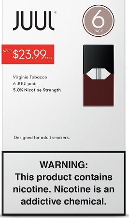 JUUL PODS 5% VIRGINIA TOBACCO 6PK $23.99**NOT FOR ONLINE SALES** LIMITED WHILE INVENTORY LASTS - NO RETURNS, NO EXCHANGES.