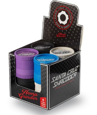 SANTA CRUZ 4 PIECE HEMP GRINDERS 8CTASSORTED COLORS