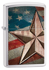 ZIPPO FLAG & STAR CHROME $26.95