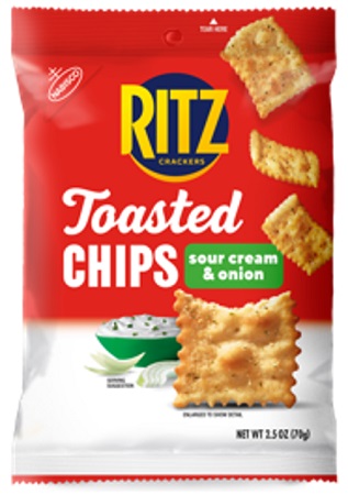 NABISCO RITZ TOASTED CHIPS SOUR CREAM & ONION 2.5oz**MANUFACTURER GUARANTEED SHELF LIFE IS 45 DAYS**