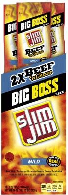 SLIM JIM 2X BEEF & CHEESE MILD 3OZ**AVAILABLE BY SPECIAL ORDER AND EMAIL ONLY, ALLOW 21 DAYS LEADTIME