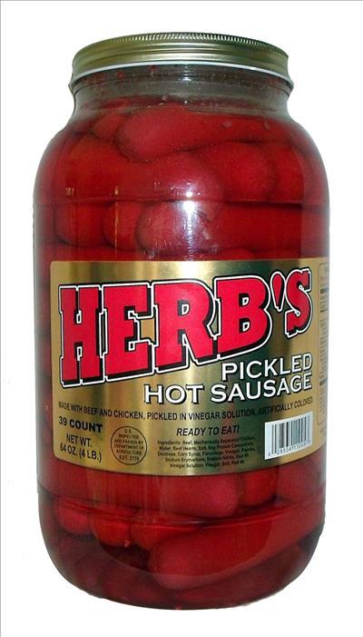 PICKLED RED HOT SAUSAGE HERB'S 1 GAL.(39CT)
