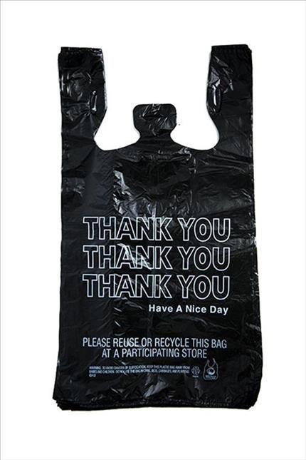 SHOPPING BAG (THANK YOU)MEDIUM BLACK  10 X 6 X 18 1/8