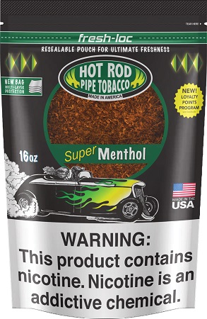 HOT ROD PIPE TOBACCO 16OZ SUPER MENTHOL*$1.00 OFF PER BAG*