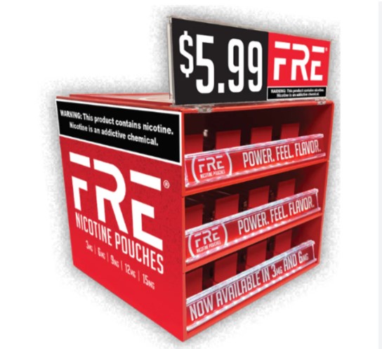 FRE NICOTINE POUCHES - 12 SLOT MODULAR LED DISPLAY**THIS DISPLAY DOES NOT COME FILLED - MUST PURCHASE 16 ROLLS OF FRE TO RECEIVE**