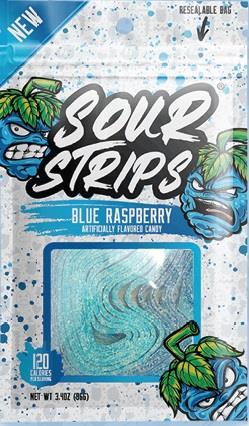 SOUR STRIPS PEG BAG BLUE RASPBERRY 3.4oz