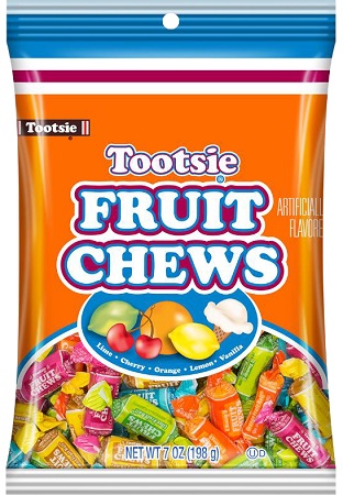 TOOTSIE FRUIT CHEWS 7OZ PEG BAG