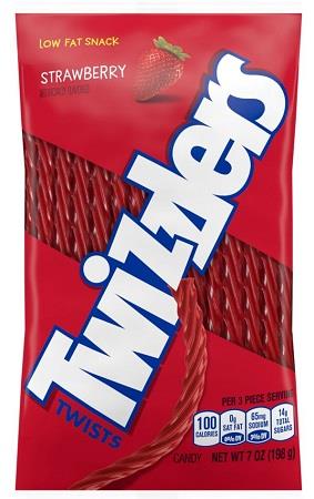 TWIZZLERS STRAWBERRY TWISTS 7OZ PEG BAG