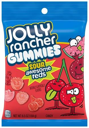 JOLLY RANCHER GUMMIES SOUR AWESOME REDS 6.5OZ PEG BAG
