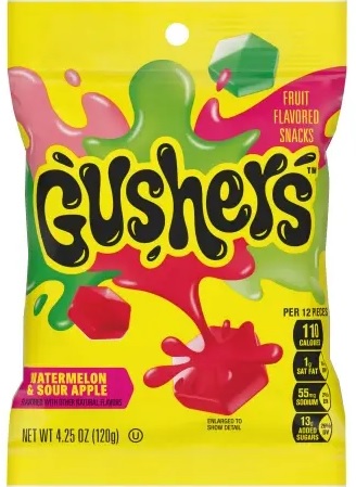 GUSHERS WATERMELON SOUR APPLE PEG 4.25OZ*$2 OFF PER BOX*