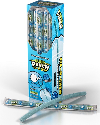 SOUR PUNCH SIP-N-CHEW DRINKING STRAWS - BLUE RAZZ   (.9OZ)