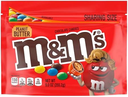 M&M PEANUT BUTTER 9OZ POUCH**AVAILABLE BY SPECIAL ORDER AND EMAIL ONLY, ALLOW 14 DAYS LEADTIME**