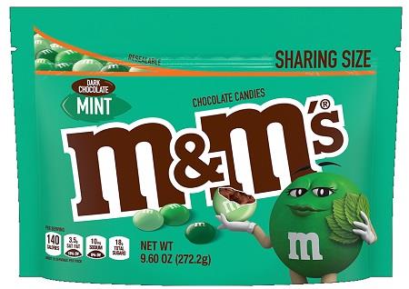 M&M DARK CHOC. MINT 9OZ POUCH**AVAILABLE BY SPECIAL ORDER AND EMAIL ONLY, ALLOW 14 DAYS LEADTIME**