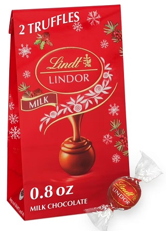 LINDOR MILK CHOC. MINI BAG 2CT .8oz     15% OFF PROMO**AVAILABLE BY SPECIAL ORDER AND EMAIL ONLY, ALLOW 21 DAYS LEADTIME**