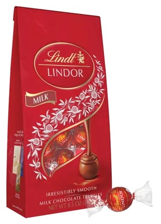 LINDOR 8.5OZ BAG MILK CHOC.         15% OFF PROMO**AVAILABLE BY SPECIAL ORDER AND EMAIL ONLY, ALLOW 21 DAYS LEADTIME**