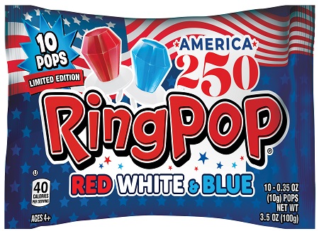 RING POP RED, WHITE & BLUE 10CT 3.5OZ**LIMITED EDITION AVAILABLE 3/2026 - PREBOOK NOW**