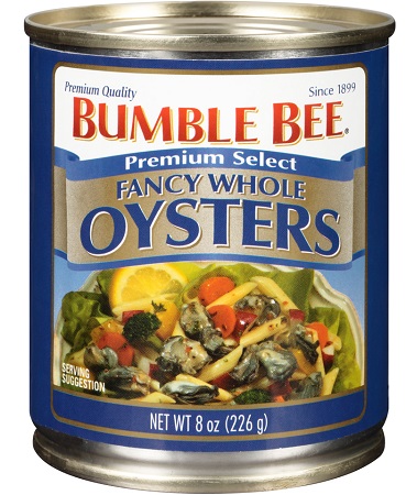 BUMBLE BEE WHOLE OYSTERS CAN