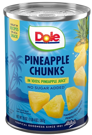 DOLE PINEAPPLE CHUNKS 20OZ (IN JUICE)**AVAILABLE BY SPECIAL ORDER AND EMAIL ONLY, ALLOW 21 DAYS LEADTIME**