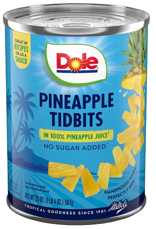 DOLE PINEAPPLE TIDBITS 20OZ (IN JUICE)**AVAILABLE BY SPECIAL ORDER AND EMAIL ONLY, ALLOW 21 DAYS LEADTIME**