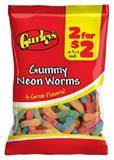 GURLEY'S 2/$2 GUMMY NEON WORMS 2.5OZ