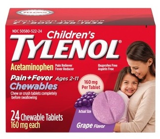 J&J TYLENOL CHILD CHEWABLES GRAPE 24CT**AVAILABLE BY SPECIAL ORDER AND EMAIL ONLY, ALLOW 21 DAYS LEADTIME**