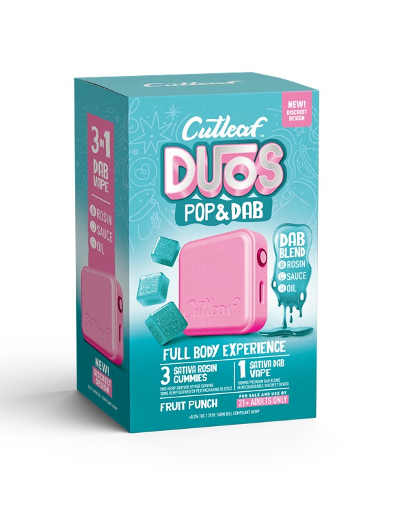 CUTLEAF DUOS POP&DAB - FRUIT PUNCH** THREE GUMMIES + ONE DAB VAPE **