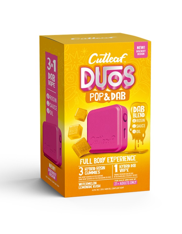 CUTLEAF DUOS POP&DAB - WATERMELON LEMONADE** THREE GUMMIES + ONE DAB VAPE **