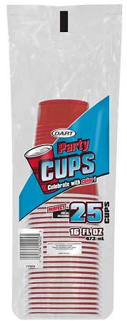 PLASTIC CUP 16OZ RED *DART*
