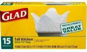 GLAD TALL KITCHEN QUICK TIE BAGS 13GAL 12/15CT