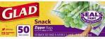 GLAD ZIPPER SNACK BAGS 12/50CT