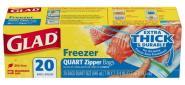 GLAD ZIPPER FREEZER QUART BAGS12/20CT