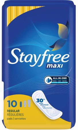 STAYFREE MAXI REGULAR 12/10CT**NEW PACK SIZE**