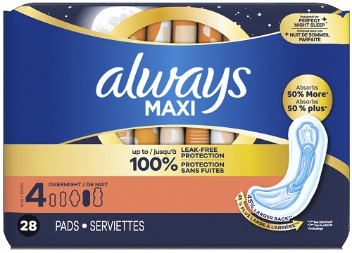 ALWAYS MAXI OVERNIGHT #4 (28CT)**AVAILABLE BY SPECIAL ORDER ONLY, ALLOW 21 DAYS LEADTIME