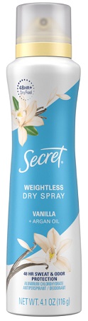 SECRET SPRAY VANILLA 4.1OZ**AVAILABLE BY SPECIAL ORDER AND EMAIL ONLY, ALLOW 21 DAYS LEADTIME