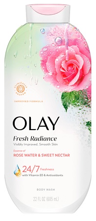 OLAY FRESH RADIANCE BODY WASH ROSE WATER & SWEET NECTER  22OZ**AVAILABLE BY SPECIAL ORDER & EMAIL ONLY, ALLOW 21 DAYS LEADTIME