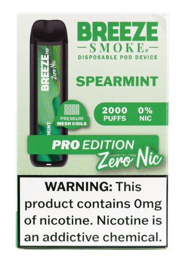 BREEZE PRO  0 NIC - SPEARMINT**ZERO NICOTINE - 4 BOX LIMIT**