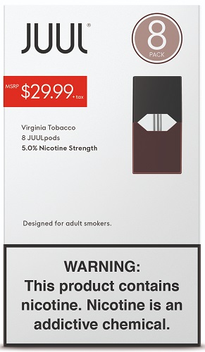 JUUL PODS 5% $29.99 VIRGINIA TOBACCO 8PK**NOT FOR ONLINE SALES** *LIMITED EDITION AVAILABLE WHILE INVENTORY LASTS*