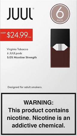 JUUL PODS 5% VIRGINIA TOBACCO 6PK $24.99**NOT FOR ONLINE SALES** LIMITED WHILE INVENTORY LASTS - NO RETURNS, NO EXCHANGES.