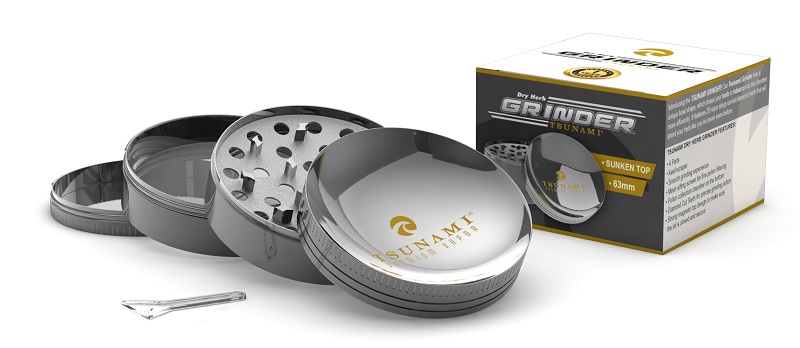 TSUNAMI DRY HERB GRINDER (63MM/4 PART) GRAY*FOR TOBACCO USE ONLY* **NO RETURNS**