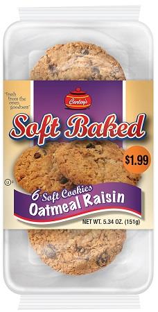 CARLEY'S SOFT BAKED 1.99 OATMEAL RAISIN 6PC. (12/5.34OZ)(NEW PRE-PRICE $1.99)