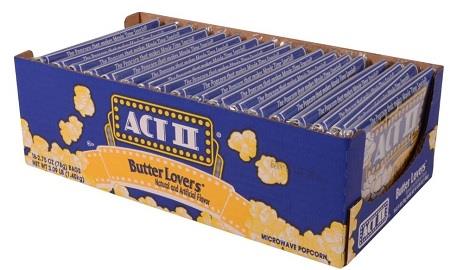 ACT II POPCORN BUTTER LOVERS 4/18CT (2.75OZ)**AVAILABLE BY SPECIAL ORDER AND EMAIL ONLY, ALLOW 21 DAYS LEADTIME**