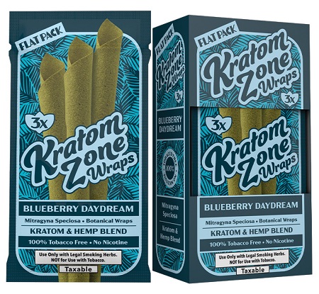 KRATOM ZONE WRAPS 3PK BLUEBERRY DAYDREAM**CONTAINS NO TOBACCO OR NICOTINE**